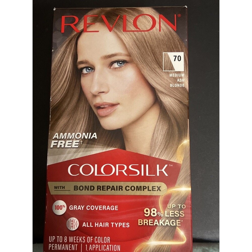 Revlon ColorSilk Hair Color #70 Medium Ash Blonde Ammonia Free LOT of 2